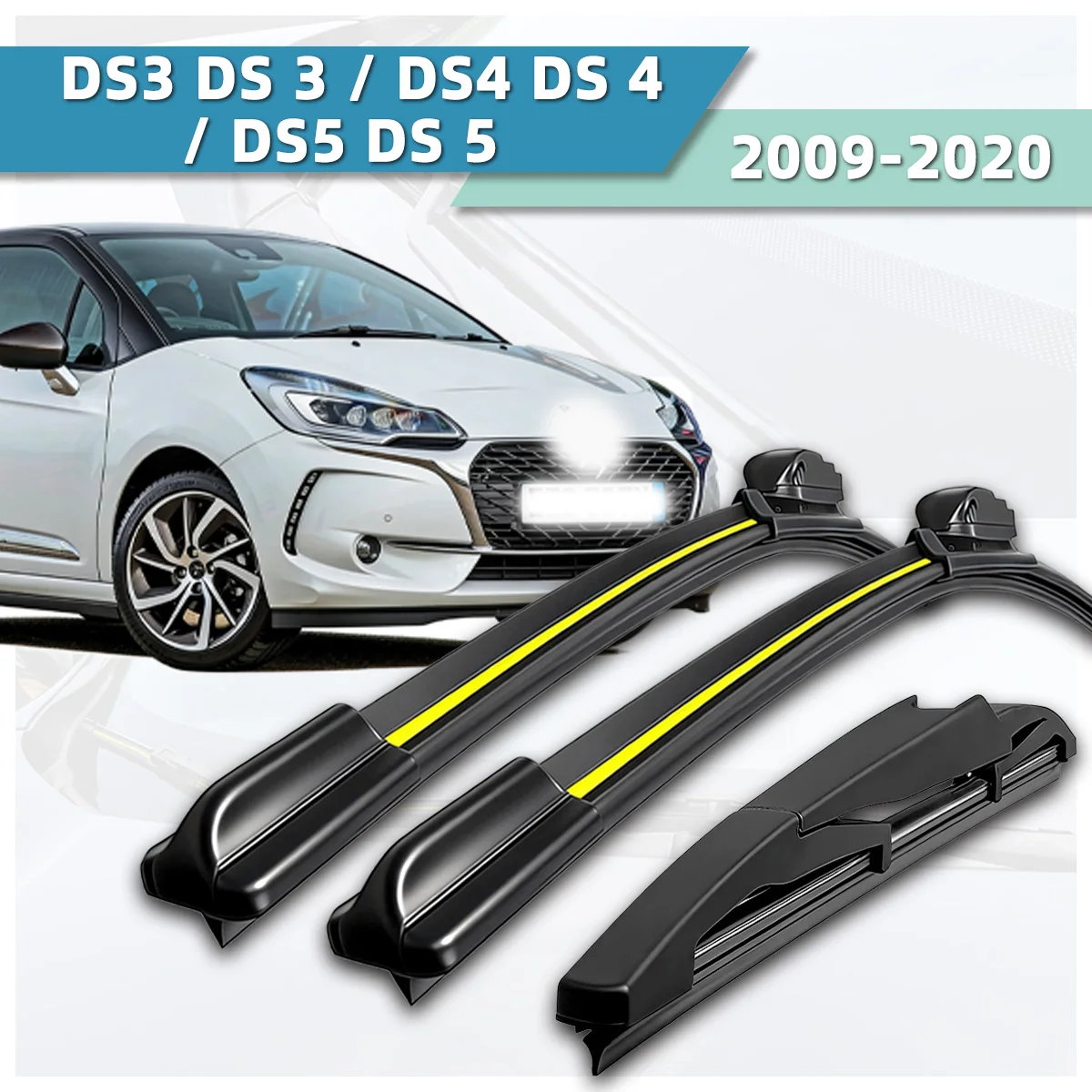 Scheibenwischer passend für Citroen DS3 DS 3 DS4 DS 4 DS5 DS 5 2009-2020 Naturkautschukstreifen Zubehör Front- und Heckwischerblätter