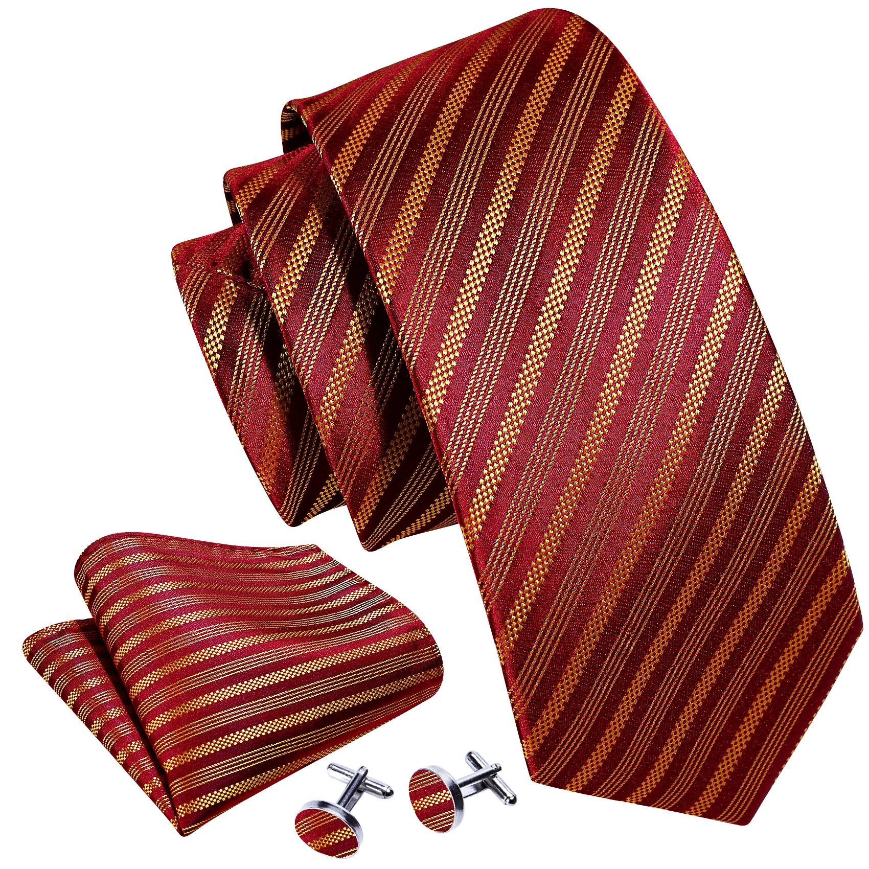 Corbata de Cachemira roja de lujo para hombre, esmoquin de negocios, corbata de seda para boda, conjunto de gemelos cuadrados de bolsillo, corbatas