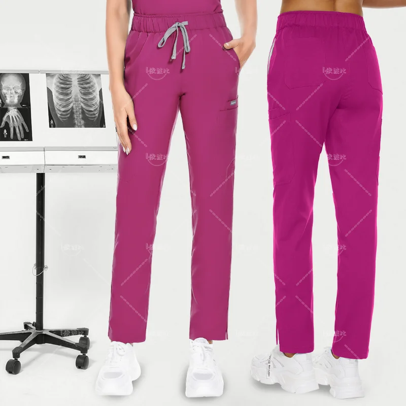 Pantalones elásticos de trabajo para enfermera, ropa de alta calidad, Color sólido, para dentista, enfermería, médico, Hospital