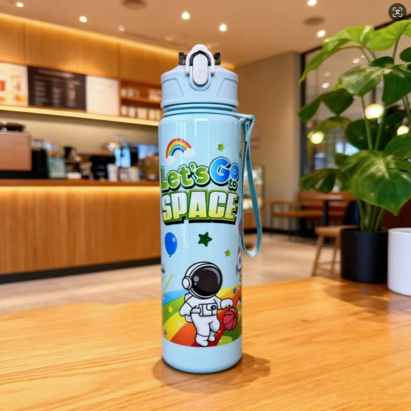 Tasse spatiale d'astronaute décontractée de 750ML, en plastique avec loquet, tasse d'eau de haute qualité pour étudiants, Sports de plein air, Portable, sans BPA