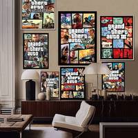 GTA Game G-Grand Theit Auto Classic Vintage Posters Vintage Room Bar Cafe Decor Stickers Wall Painting