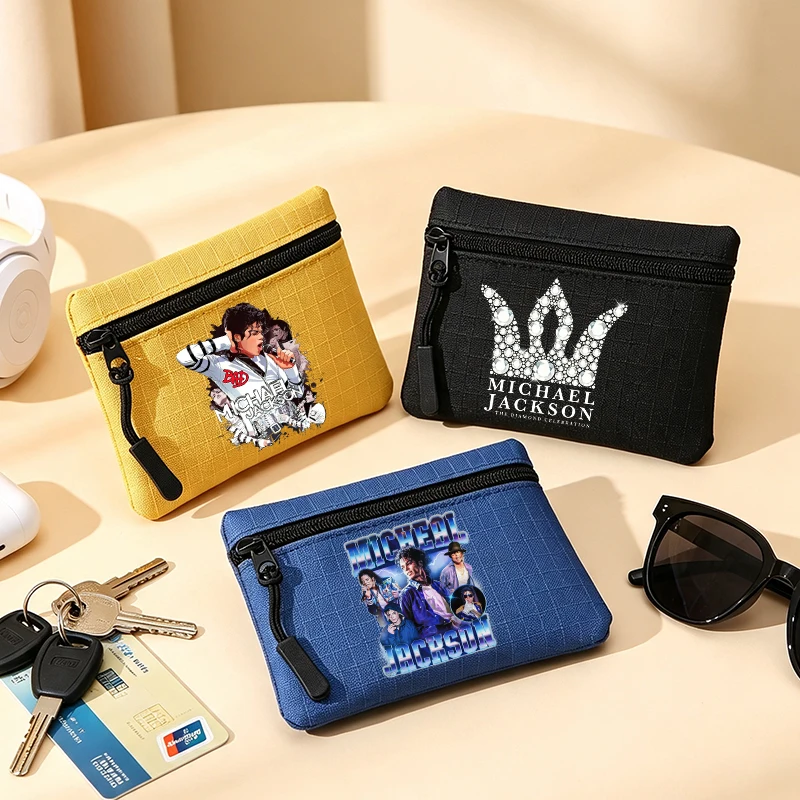 Michael Jackson Mini Wallet Girl Boy Coin Purse Fashion Small Zipper Purse Creative Portable Card Storage Bag Money Pouch Gift