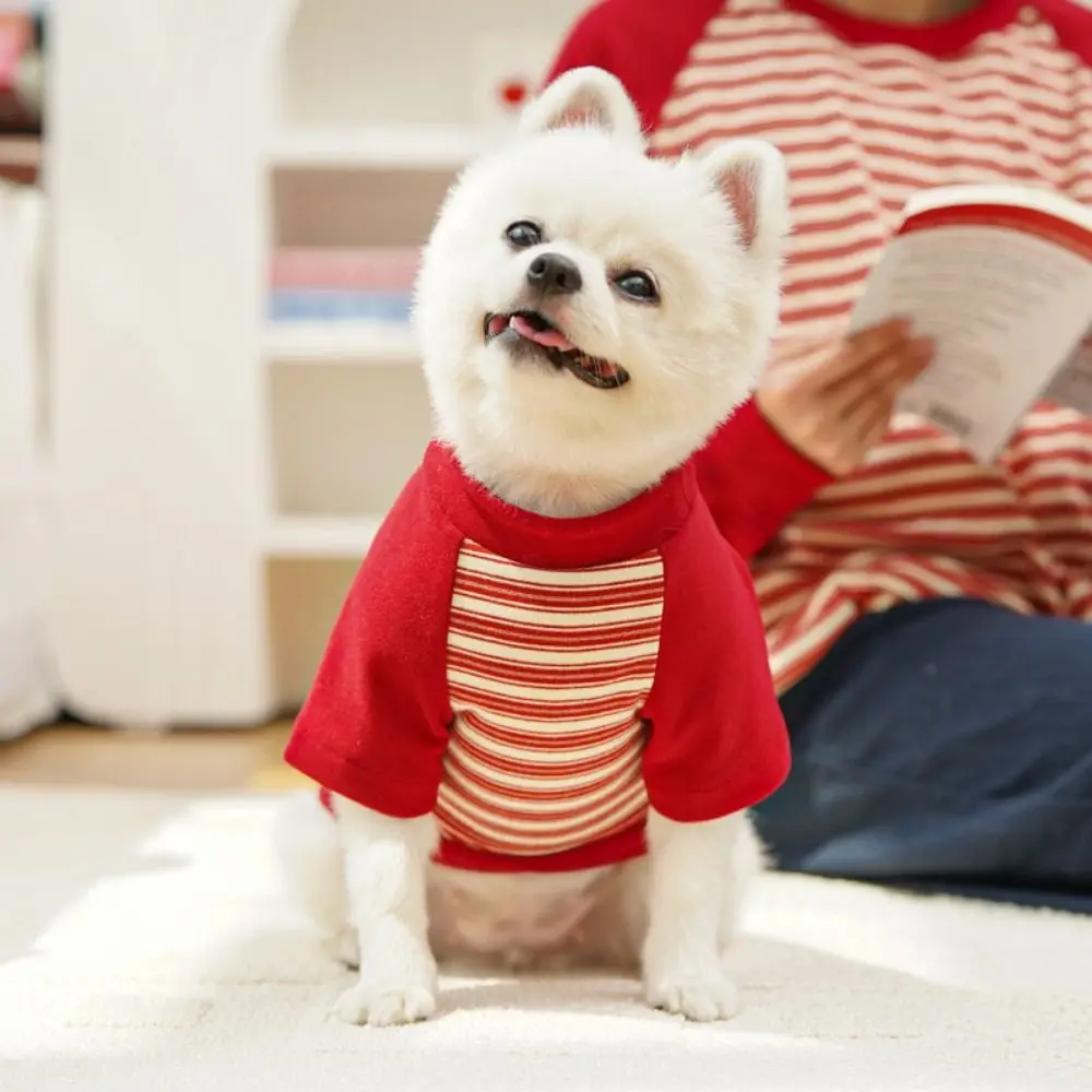 بذلة الحيوانات الأليفة وزرة الملونة الكلب هوديس لينة مريحة مخطط ملابس الحيوانات الأليفة تنفس الكلب البلوز الخريف والشتاء
