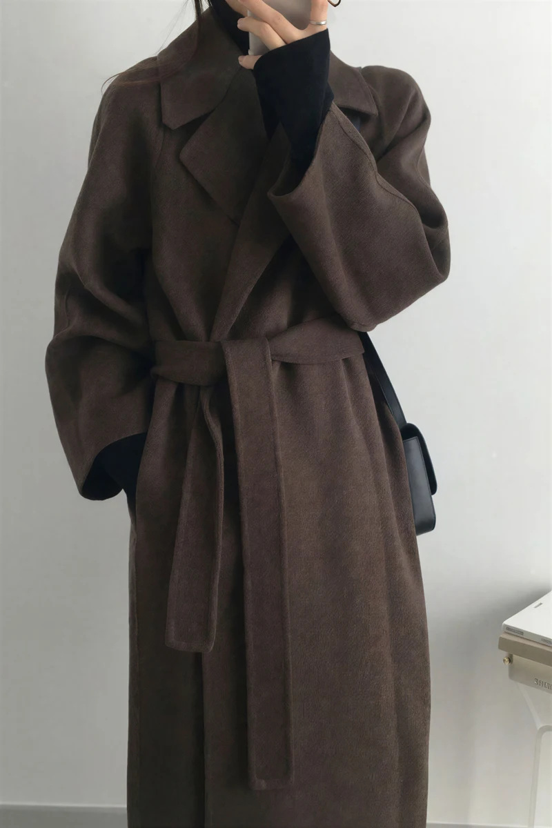 

Wool Blend Coats Womens Woolen Coat Orange Winter Satin Pastoral Buckled Boho Style Outings Nordic Conference Versatile Modern