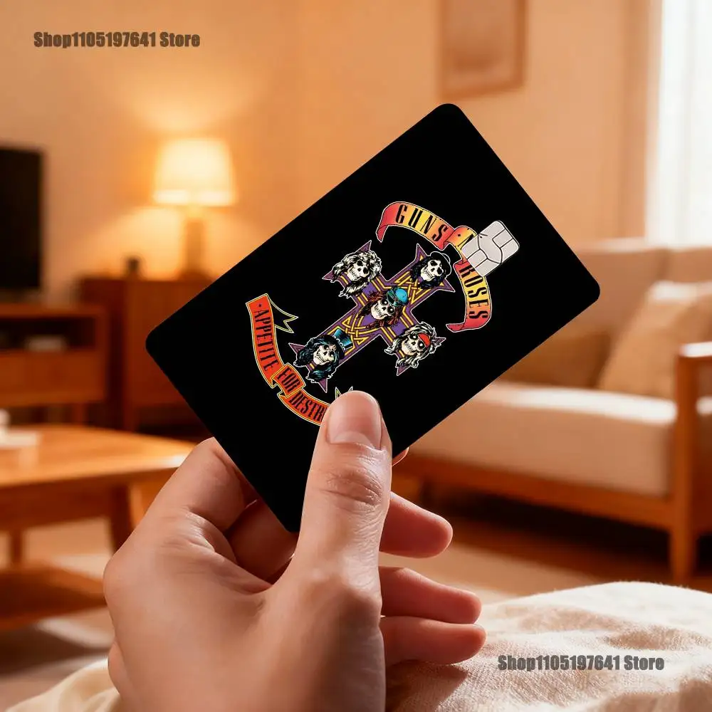 バンド G-ガンズ アンド ローゼズ カード ステッカー クレジット ビザ デビット 銀行 チャージ カード バス メトロ 防水ステッカー デカール デコレーション