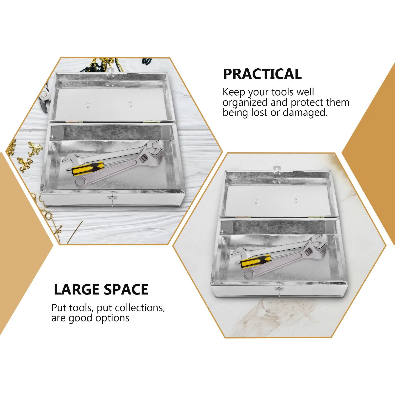 1Pcs Portable Tough Iron Sheet Tool Box Lock Storage Durable Household Repair Tool Organizer Box Cash Holder