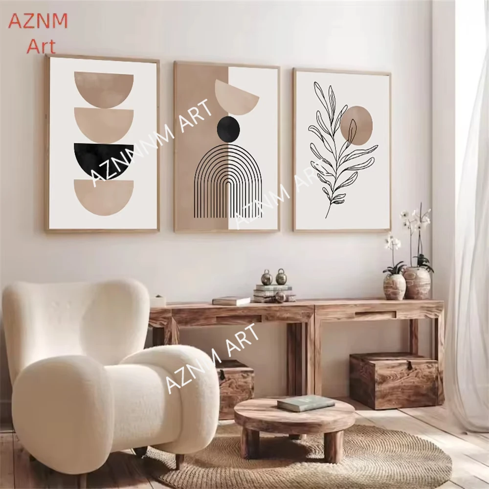 1PC/3 Böhmen Schwarz Braun Geometrische Leinwand Malerei Abstrakte Moderne Linie Poster Pflanze Wand Kunstdruck Bild Zimmer wohnkultur