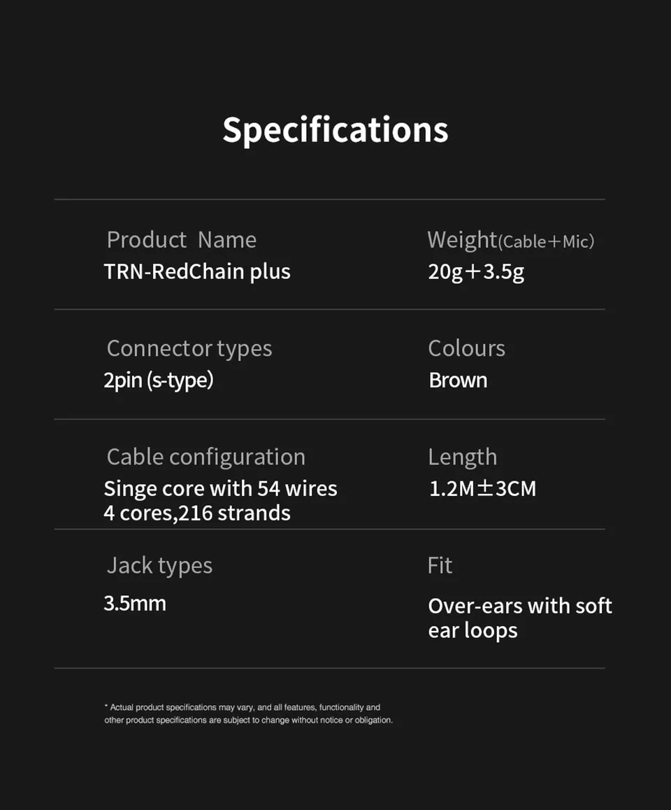 TRN RedChain Plus Gramr Gaming Earphone Upgrade Cable with Detachable Microphone 3.5mm 1.2M/2M Headphone TRN Official Store