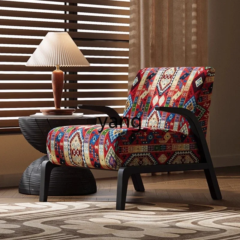 

Lmm retro homestay single sofa chair antique living room balcony leisure single chair