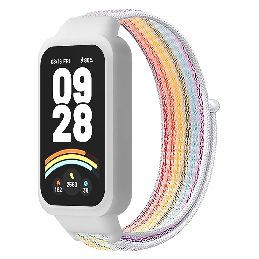 Ремешок + чехол для Redmi Band 3, нейлоновые аксессуары, сменный браслет для умных часов для Xiaomi Band 9, активный спортивный браслет, чехол