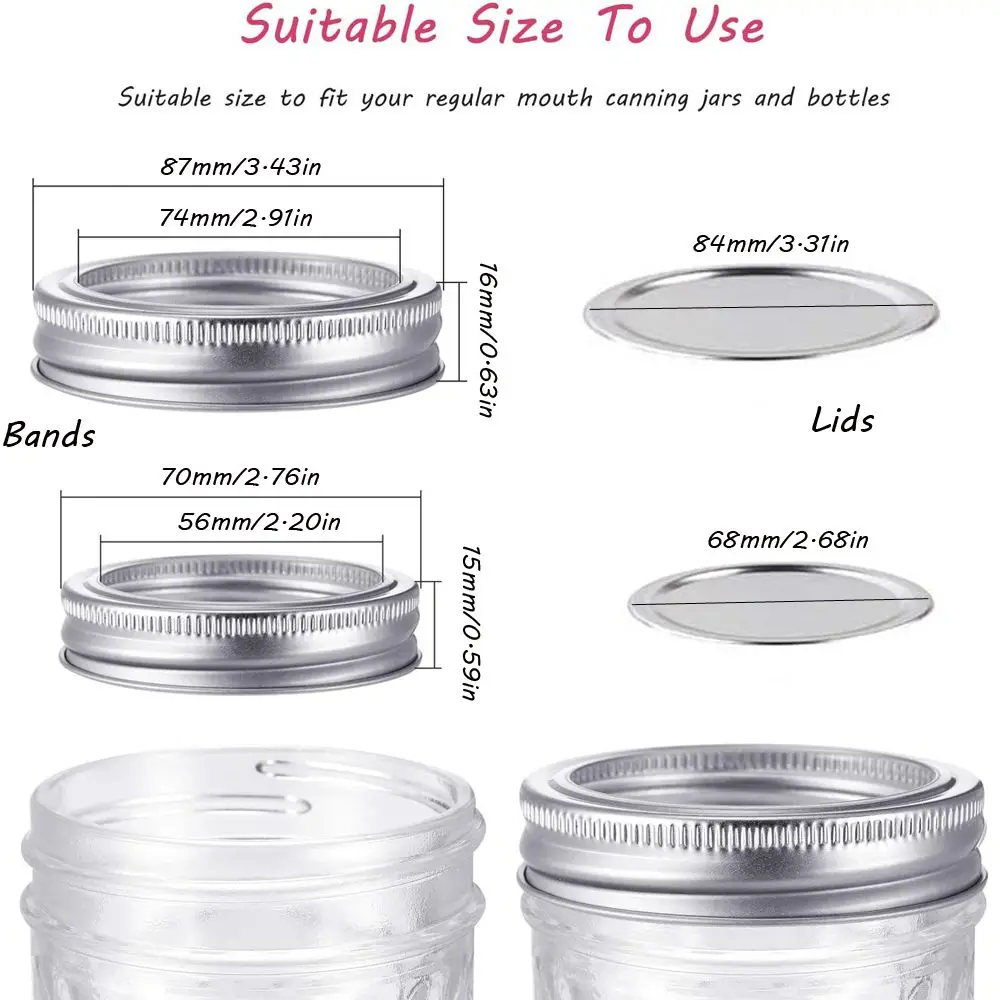 10pc/10set Split-type Tinplate Wide Mouth Bottles Lid Canning Lids Storage Bands Jar Caps Mason Jar Lid