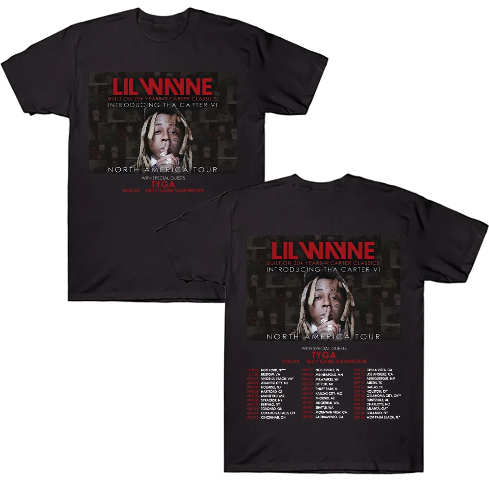 2025 Lil Wayne Vintage Hip Hop T-shirt Lil Wayne Tha Carter VI Tour Tees Unisex Short Sleeve T-shirt High Quality Cotton Clothes