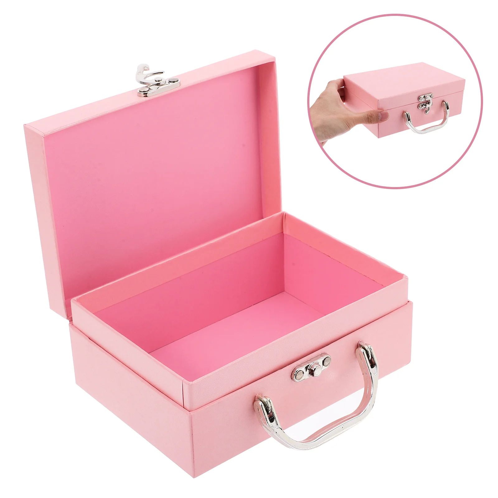 

1pc Paper Storage Box With Handle Solid Color Desktop Organizer For Sundries Stationery Office Supplies Portable Empty Box