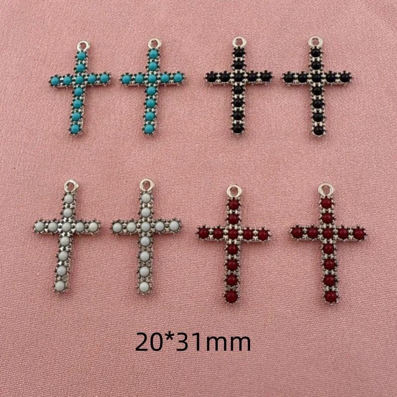 10pcs Korean version diamond cross pendant DIY alloy jewelry accessories necklace bracelet keychain pendant view 6