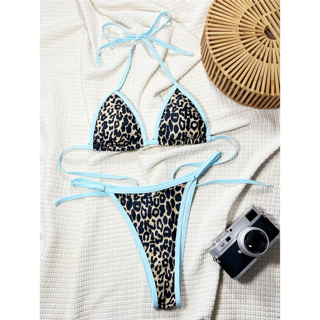 2028 Neuer Sexy Leoparden-Neckholder-Bikini mit Polsterung, Damen-Badeanzug, Zweiteiliges Bikini-Set V6708 – Detail 9