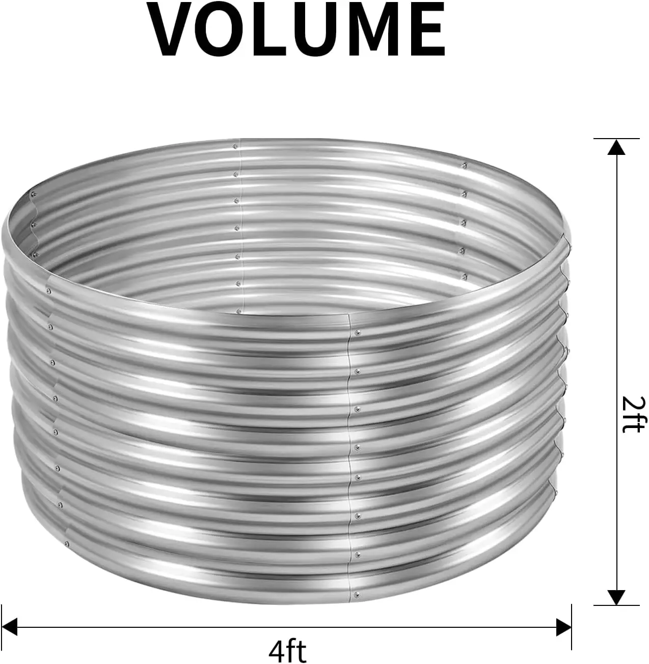 Outdoor Gardening, Galvanized Steel, Silver, 2Pcs 4×4×2ft for Vegetables