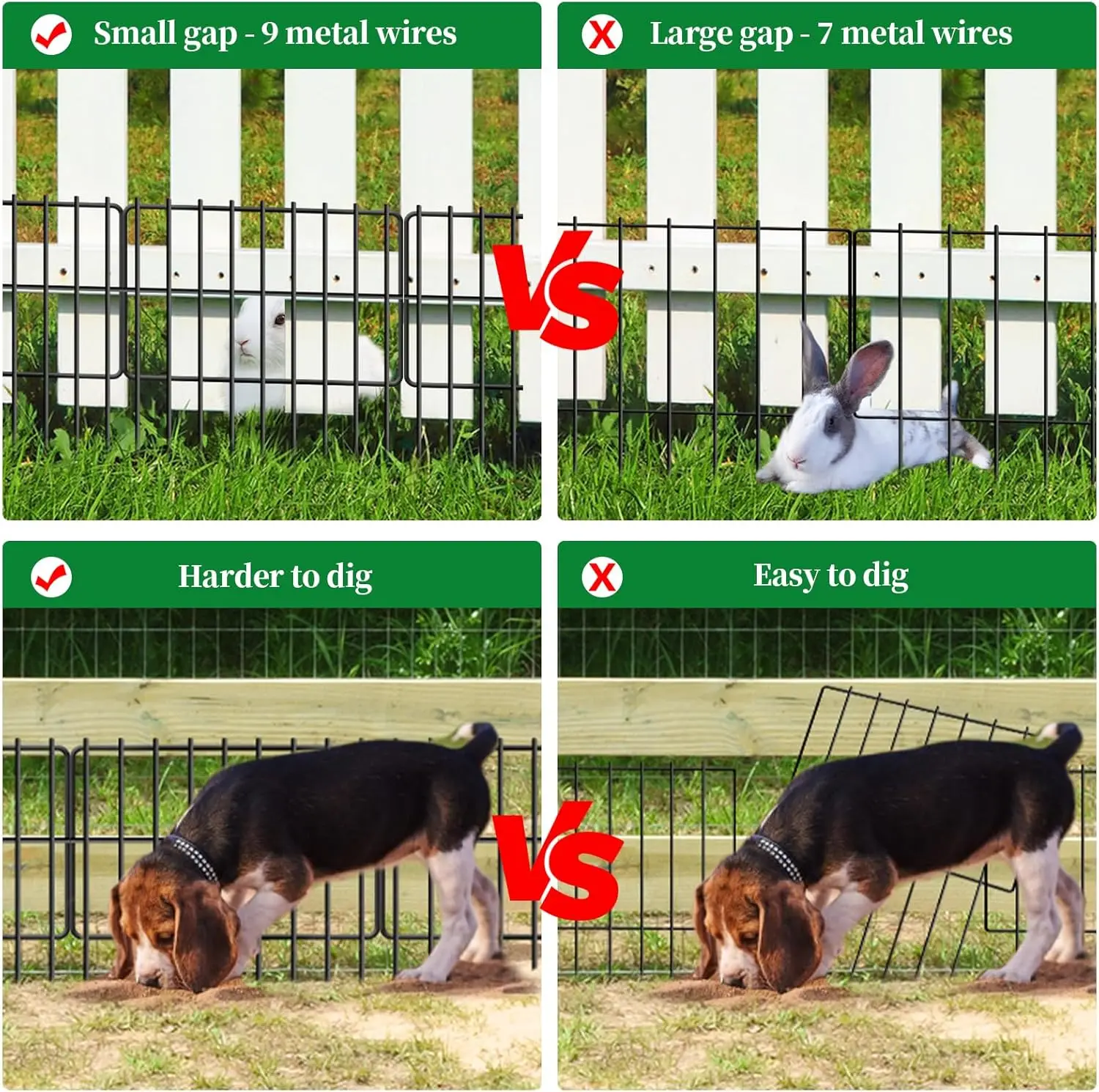 26-Panel Rustproof Metal Garden Fence, 28ft x 17in, No-Dig Animal Barrier for Dogs & Rabbits