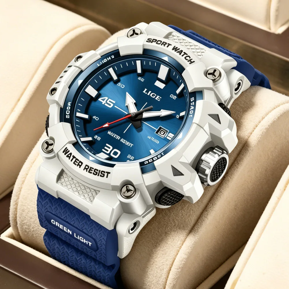 

LIGE Fashion Mens Watches Luxury Sports Silicone Quartz Wrist Watch Men Business Casual Date Watch Relojs Hombre+Box