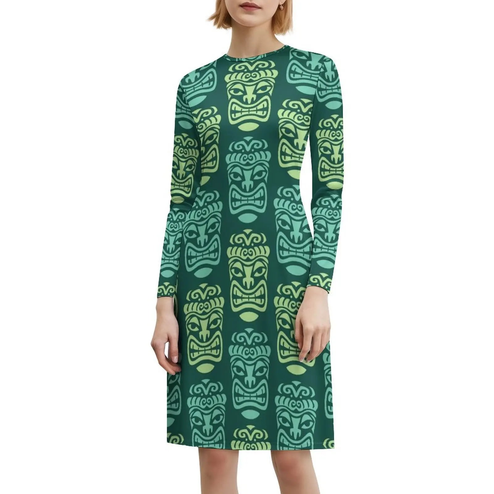 الرجعية منتصف القرن الحديثة تيكي نمط 562 الكورية نمط فستان كاجوال للنساء بسيط اليومية مكتب سيدة فساتين عصر منتصف القرن #6