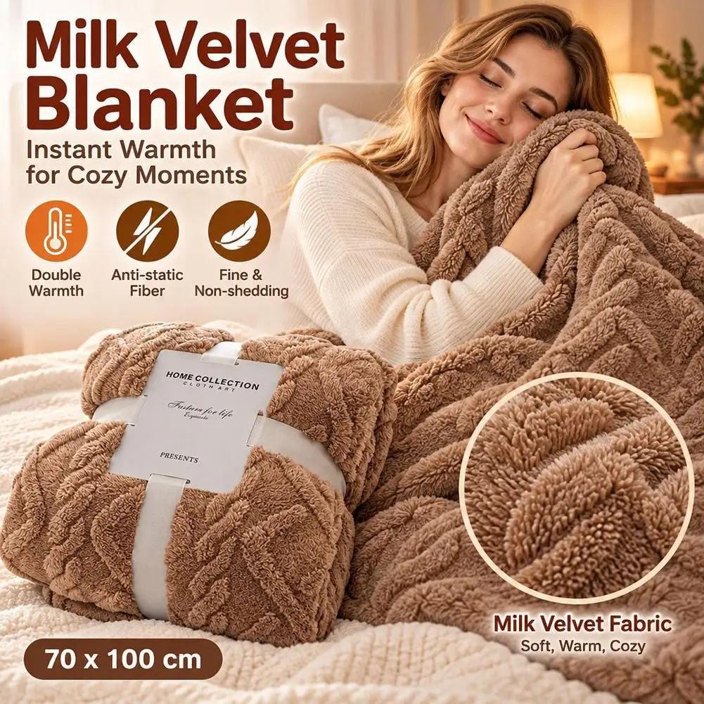 Milk Velvet Blanket 70x100cm Warm Soft Fluffy Fleece Throw Anti Static Non Shedding Rhombus Quilt Sofa Bed Couch Travel Cover
