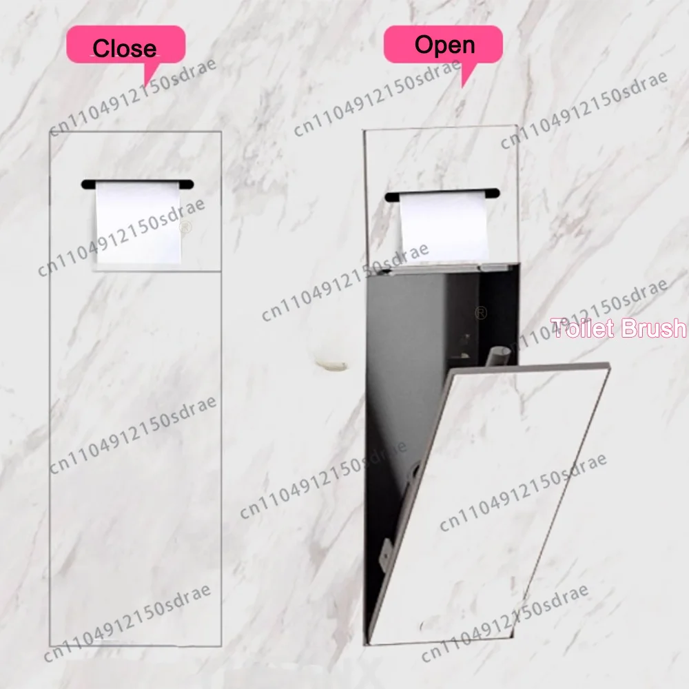 Concealed Bathroom Toilet Accessories Set Hotel Apartment Up and Down Open Concealed Tissue Box Toilet Brush Niche