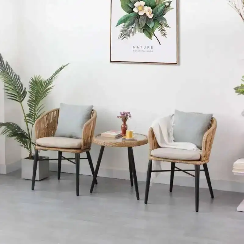 

Balcony Sets Courtyard Garden Furniture Outdoor Small Table and Chair Set Casual PE Rattan Back Chair Home Outdoor Furniture Set