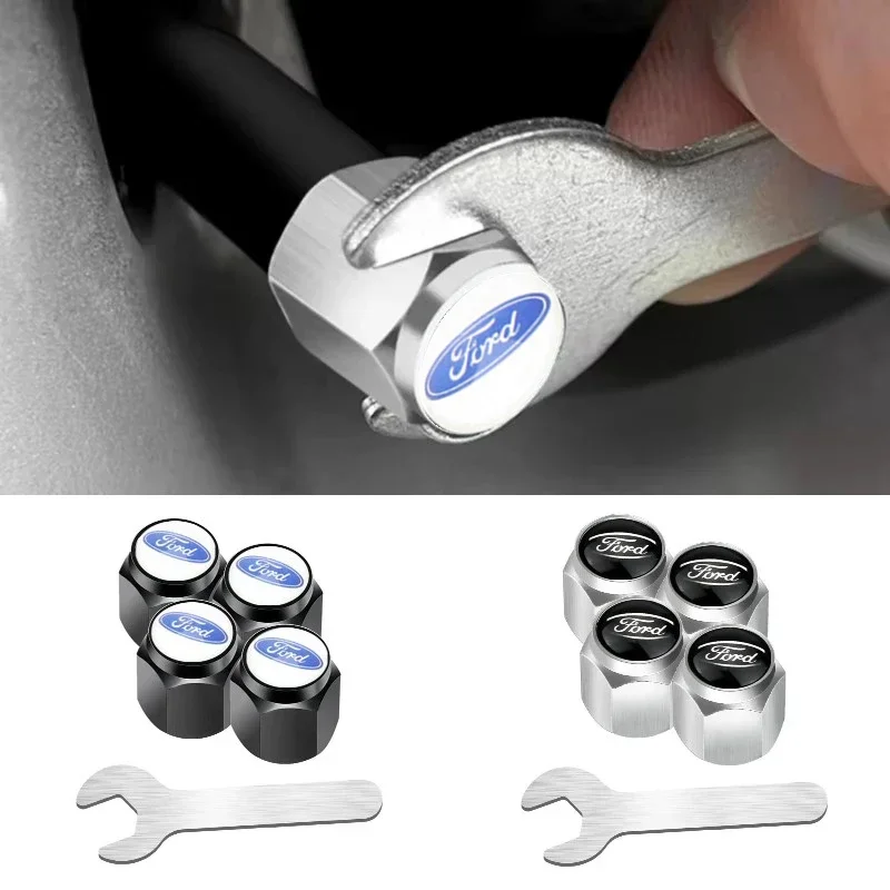 Tapas de válvula de neumático de coche, cubierta con llave para Explorer Ecosport Galaxy Mustang Mk3 Transit Fiesta Mondeo Raptor Ranger S MAX