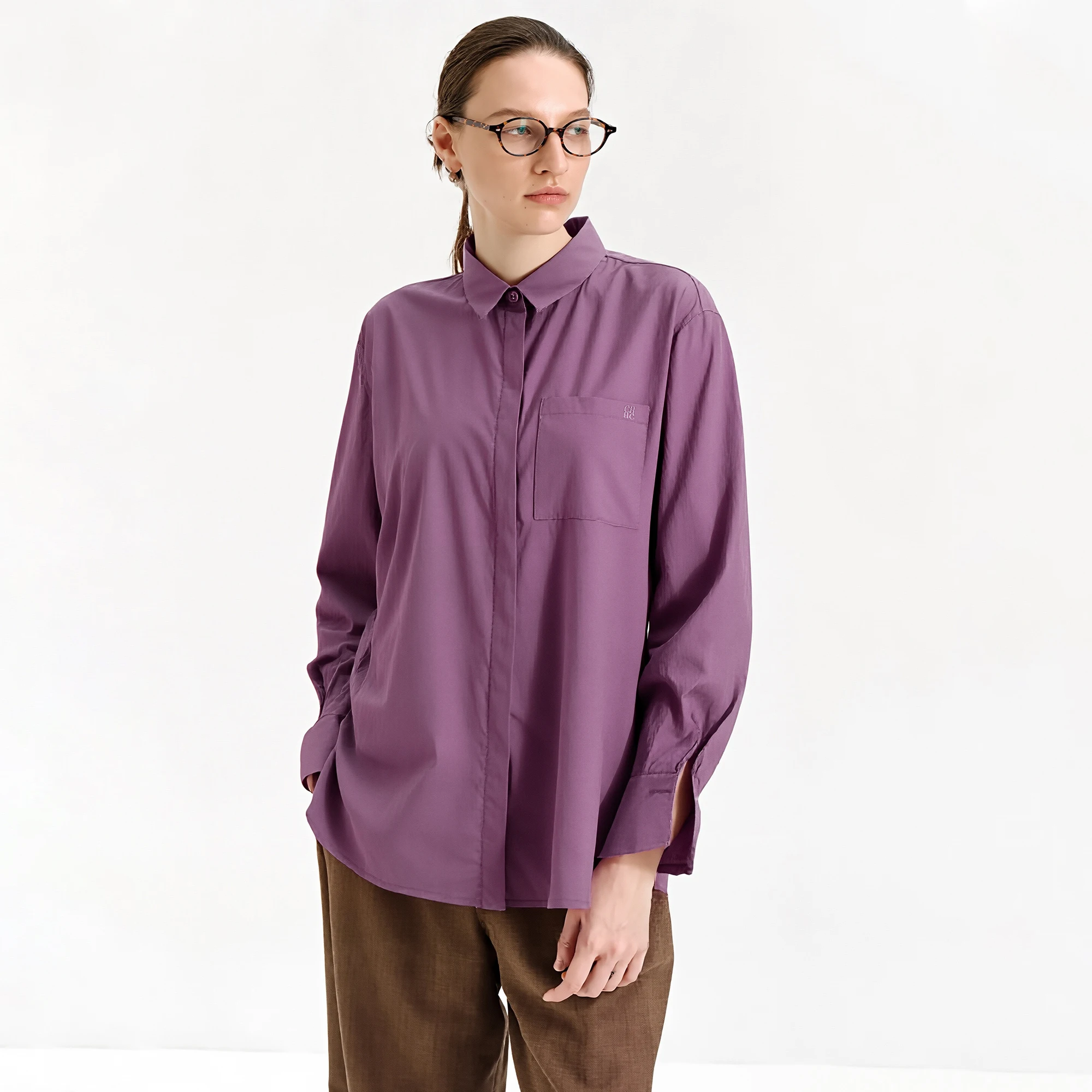 

CHCH Women's Shirts Elegant Loose Fashion Ladies Classic Tops Vintage Embroidery Solid Color Long Sleeves Casual Women Blouses