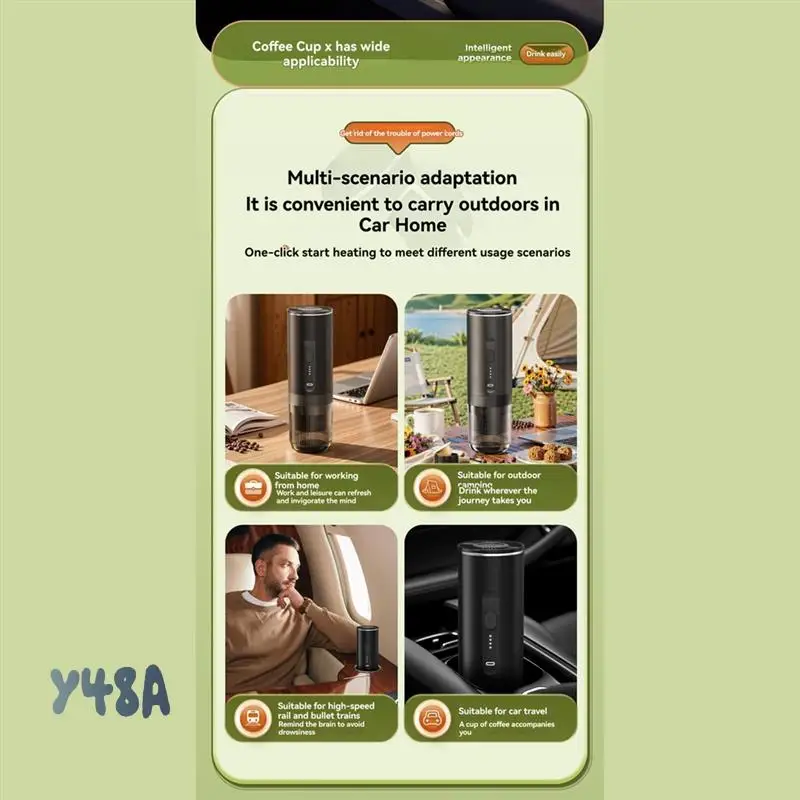 

Portable Espresso Maker Wireless Electric Coffee Maker For Camping Office Hiking RV-Y48A