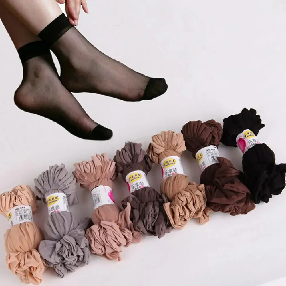 Hot Sale! High Quality Women Velvet Socks Pack Female Summer Thin Silk Transparent Sexy Ankle Nylon Socks Set image 5