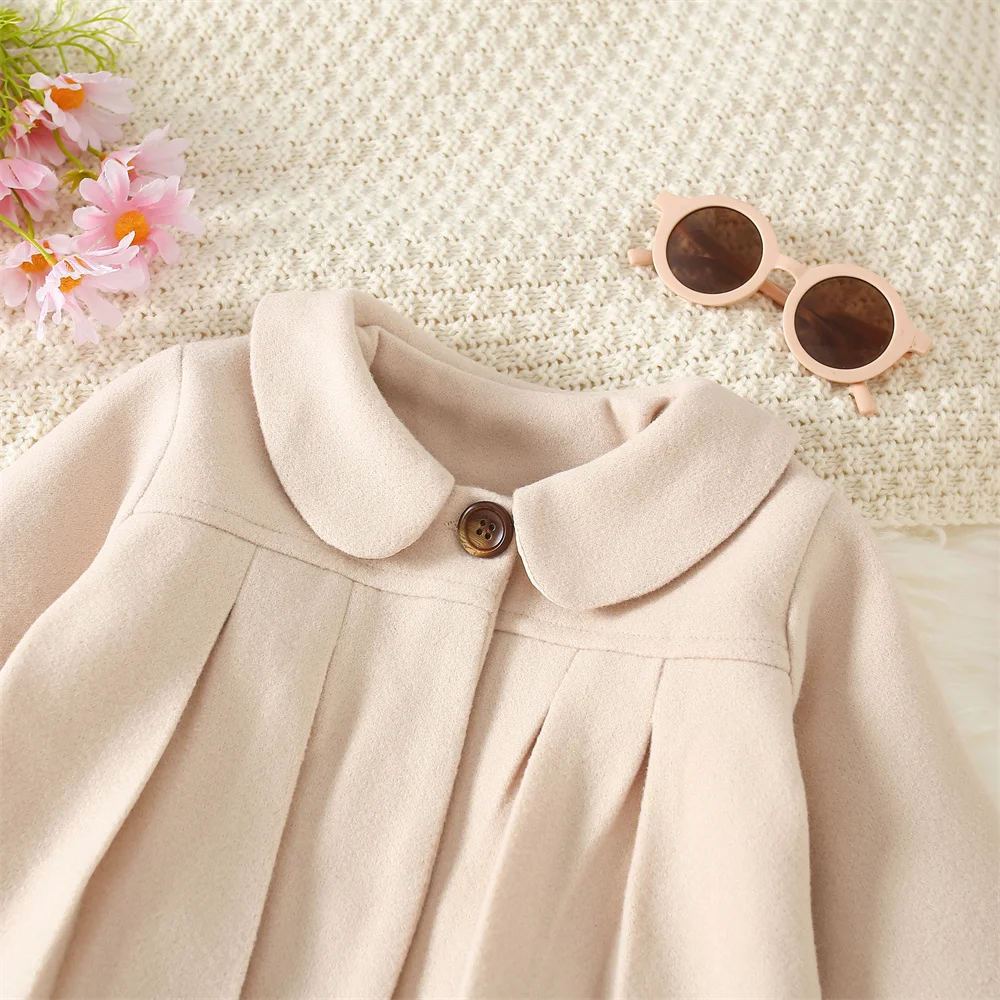 Baby Girl\'S Summer Solid Color Woolen Coat For Baby Kids Cute Lapel Coat For Kids Girl Jacket Top For Baby Girl