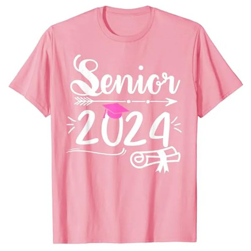 Camiseta de graduación o primer día de la escuela, camisa con letras estampadas, refranes, regalos para graduados, Top de vuelta a la escuela, clase 2024, 2024