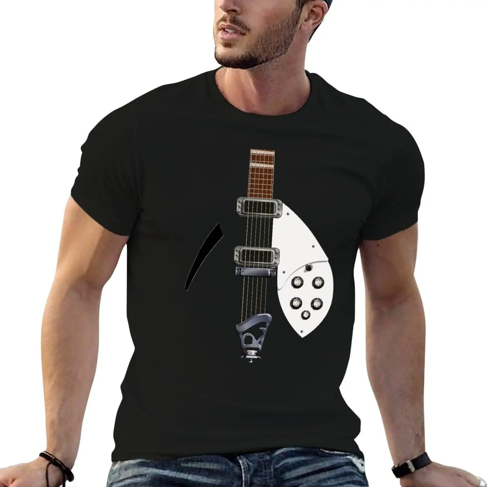 

RICKENBACKER STYLE GUITAR DIGITAL ILLUSTRATION T-Shirt funny t shirts cotton t shirt man luxury T-Shirt