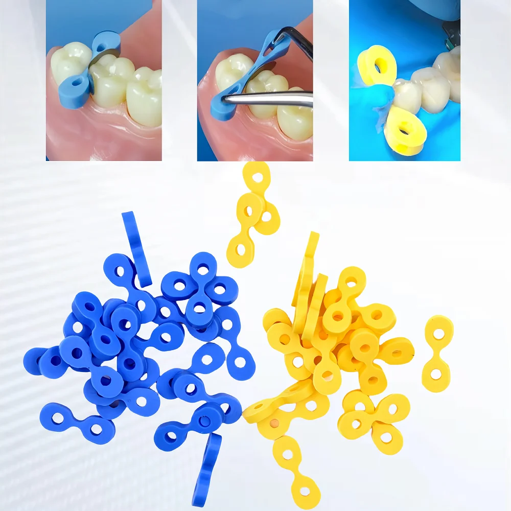 

40 Pcs Dental Wedge Matrix Matrices Dental Tooth Seperator Elastic Rubber Fixing Wedges Sectional Contoured Matrices Gaskets
