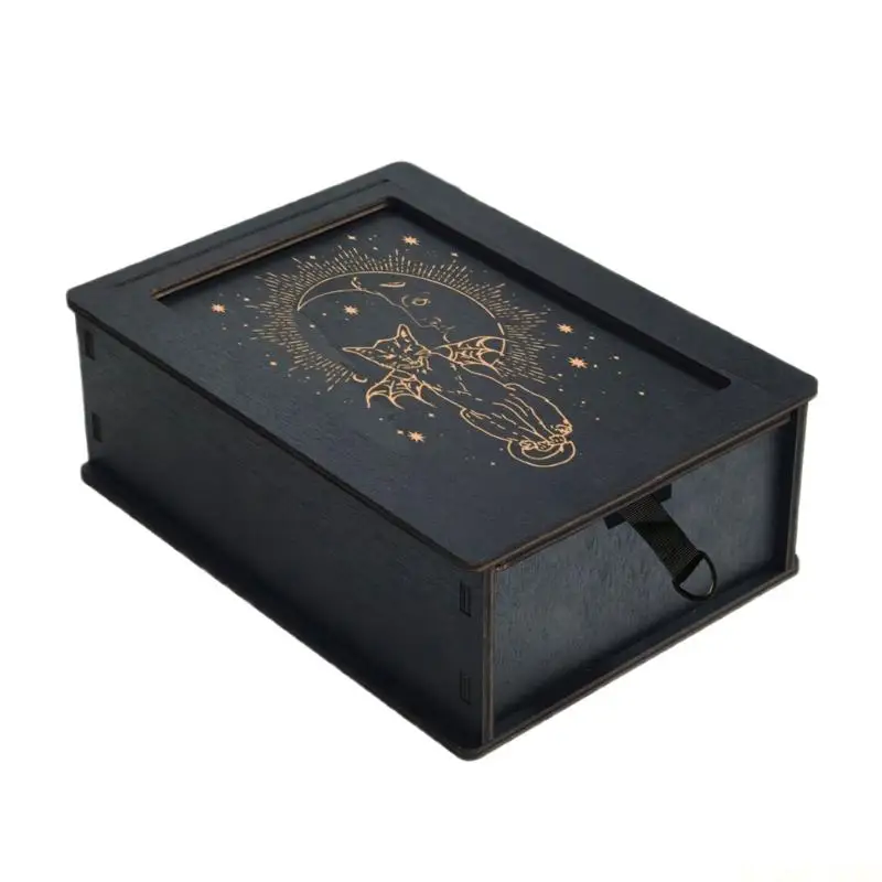 

M5TC Tarots Card Storage Box Portable Card Storage Container Astrology Box Organizers Push Pull Storage Box