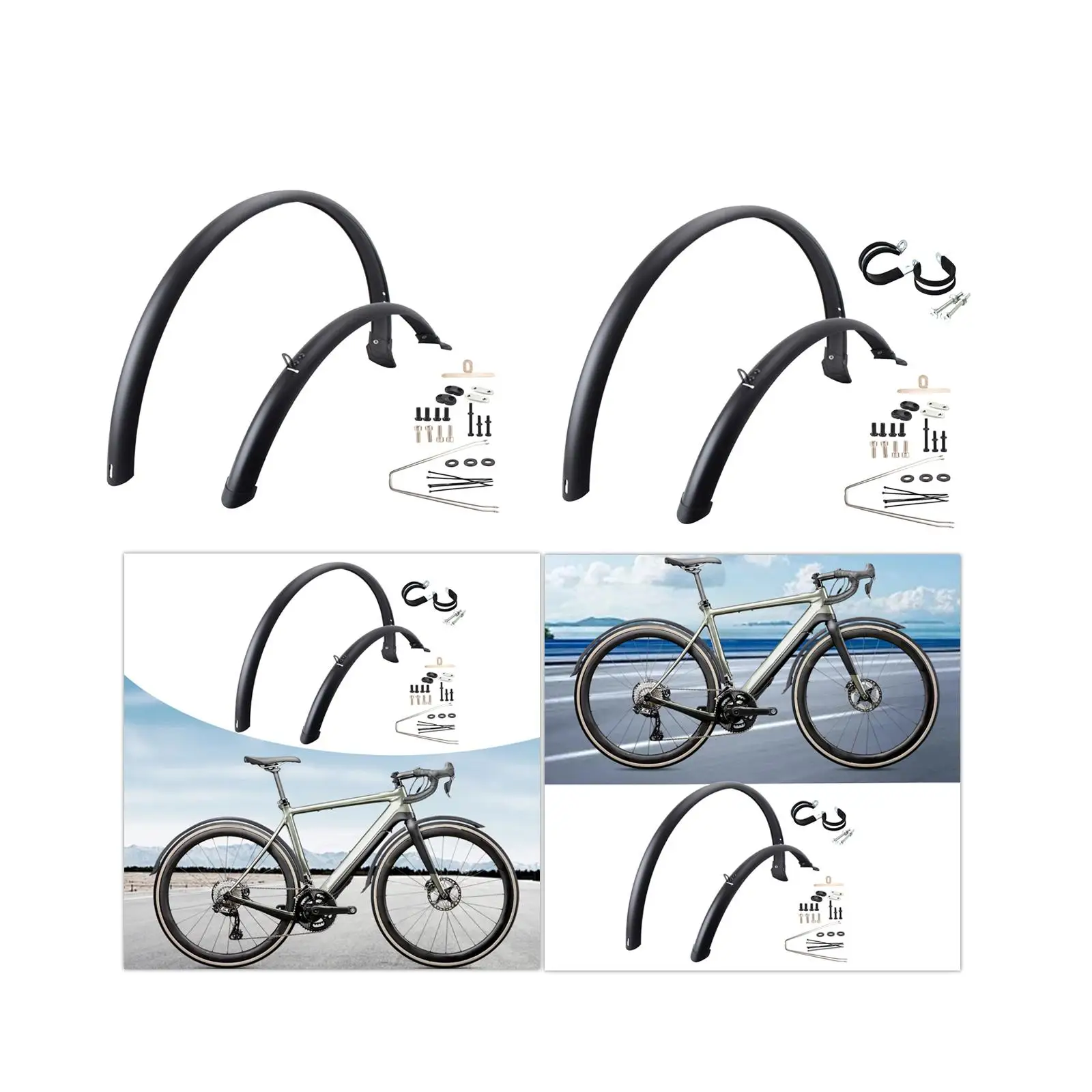 2Pcs Road Bike Fenders,Mountain Bike Mud Guards Replaces Cycling Accessories Front Rear Mudguards Wheel Fenders for 700C Rain