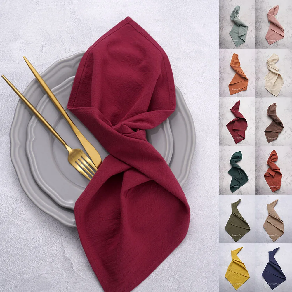 Салфетки 40x40 см, однотонные стираные хлопковые классические чайные полотенца, обеденные коврики, винтажные коврики для кухни, ужина, Рождества, свадьбы, декор