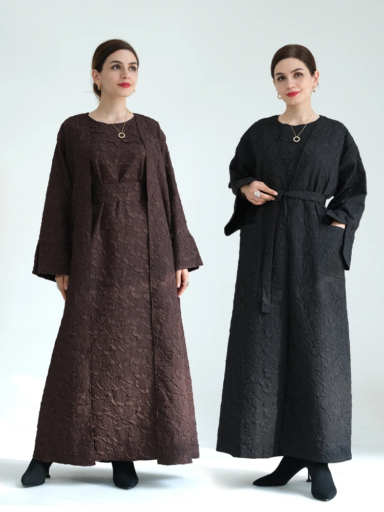 

Autumn Winter Thick Abaya for Women Muslim Long Robe Morcocco Kaftan Solid Color Long Sleeve Abayas Dubai Saudi Arabic Robe 2023