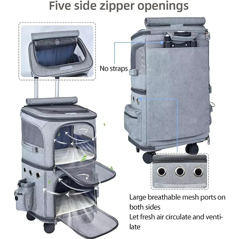 

Двухслойная переноска для животных на колесах для улицы, дорожная сумка-рюкзак для собак