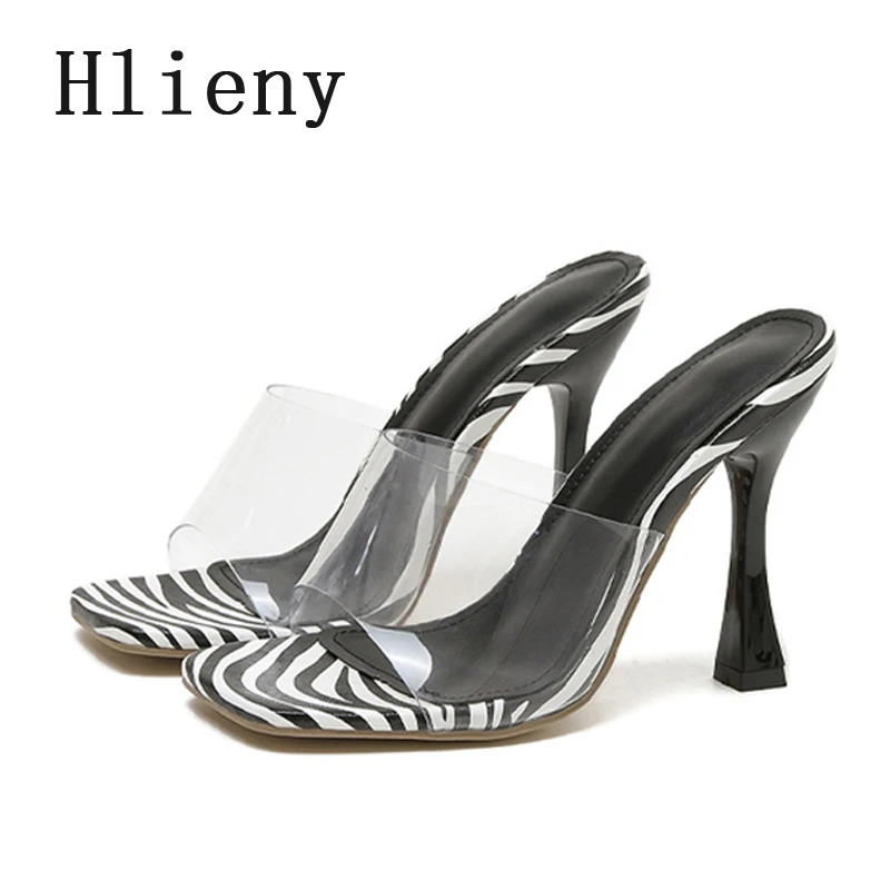 Hlieny الصيف موضة مثير بولي كلوريد الفينيل شفافة المفتوحة تو النساء النعال ساحة تو رقيقة عالية الكعب مأدبة أحذية نسائية