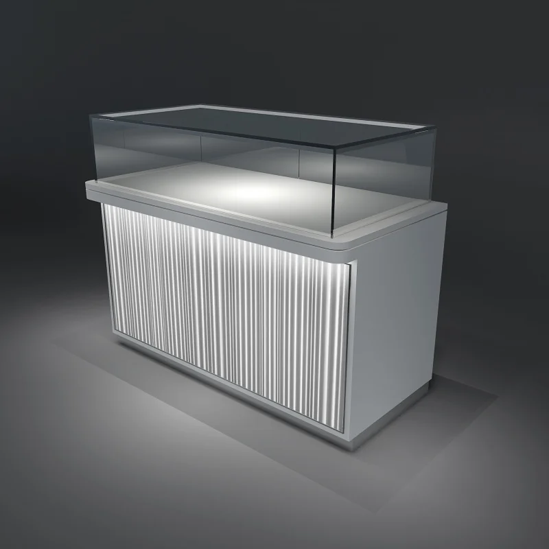 Customized. White Texture Series Transparent Glass Cabinet Jewelry Glasses Watch Toy Valuables Display Cabinet