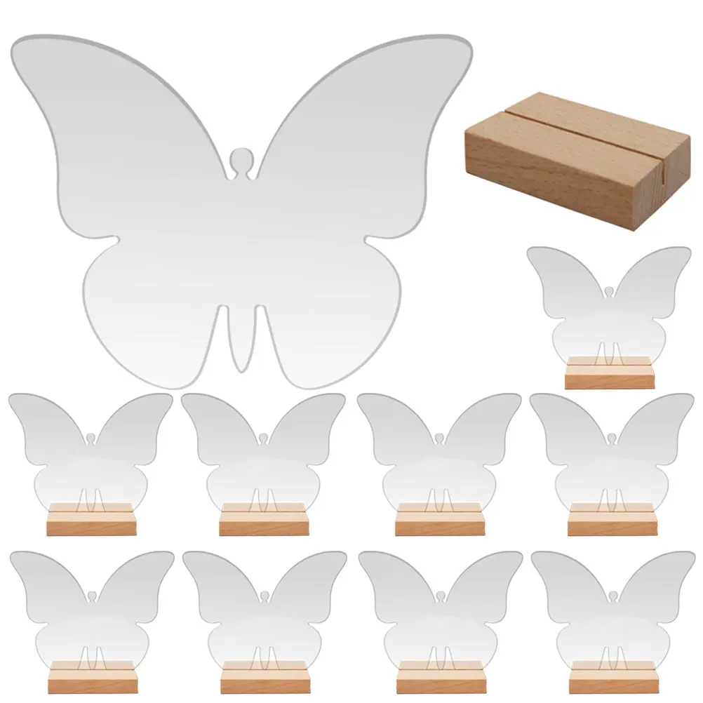 

12 Pcs Acrylic Butterfly Seat Cards Elegant Table Signs for Wedding Reusable Display Stand Card Holder