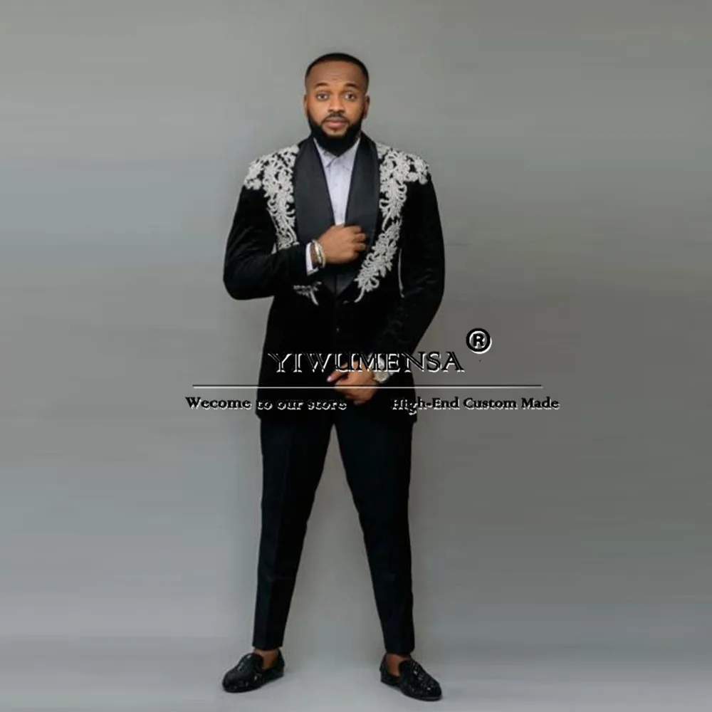 

Royal Man Wedding Suit Slim Fit Applique Prom Blazer Customized 2-Piece Formal Banquet Dinner Party Groom Tuxedo ropa hombre