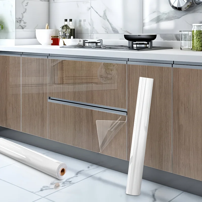 1 Roll Oil Proof,Waterproof Self-Adhesive Transparent Vinyl Protective Film,High Temperature Resistant,Easy Pee,Clean for Stove