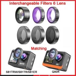 Interchangeable Filters 6 Lens Include /CPL(Polarizing)/Puple/Macro/ND4/ND8/ND16 Filter For Action Camera S81TRW S81TR  Q80S