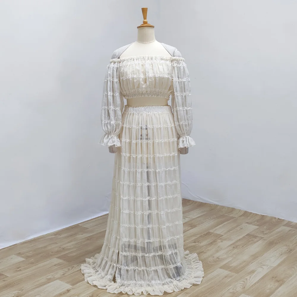 

Maternity Dress Photoshoot Pleated Chiffon Gown Sexy Off Shoulder Short Top Dress For Pregnant Women Baby Shower Dresses