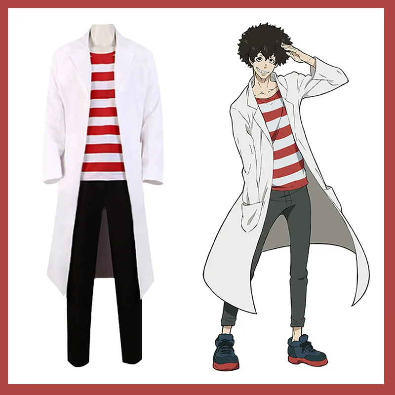 

Fire Force Victor Licht Cosplay Costume Mad Scientist Lab Coat with 8th Brigade Patches Anime Halloween Roleplay Outfit