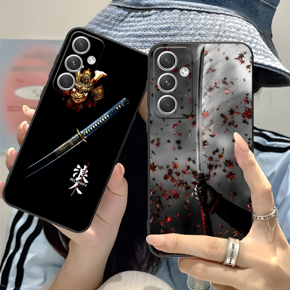 Katana Samurai Ronin Mobile Cell Phone Case for Samsung Galaxy S24 S23 S22 S21 S20 S10 S9 Plus FE Ultra Lite Black Cover Shell