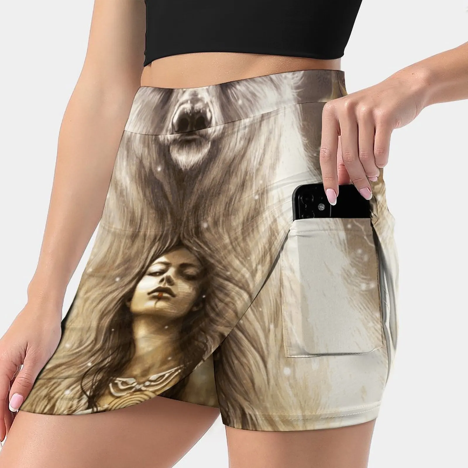 Bear Spirit Summer Women's shorts Skirt 2 In 1 Fitness Yoga Skirt Tennis Skirts Bear Animal Totem Spirit Nature Native Folk