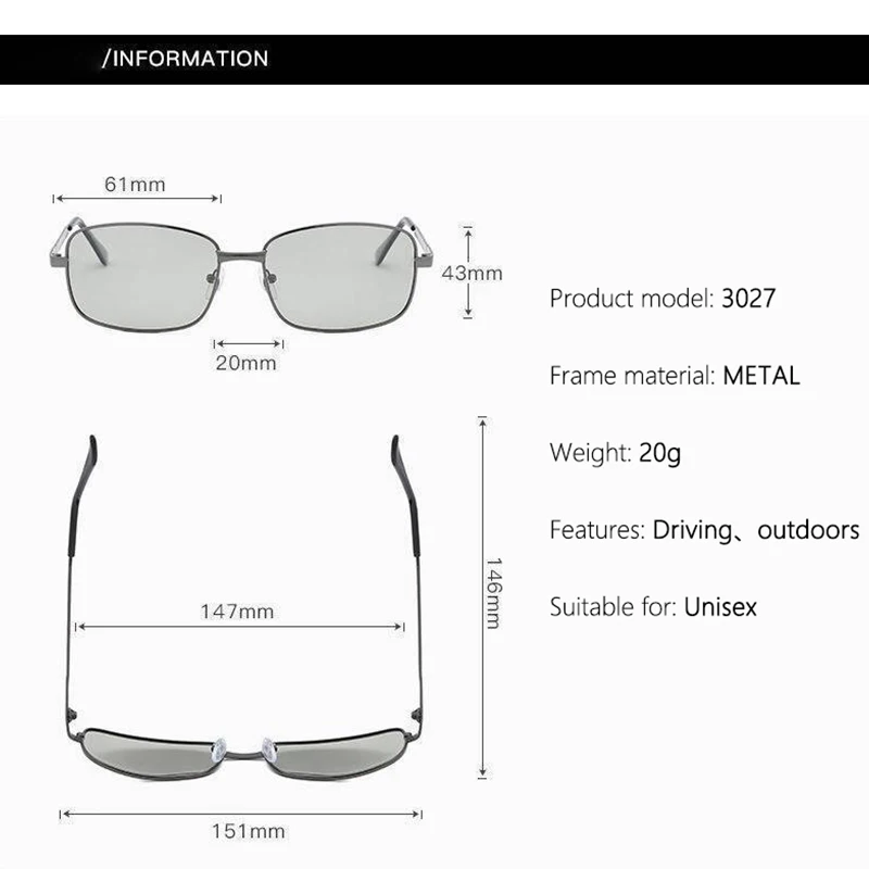 Day And Night Polarized Color-changing Sunglasses Men Driving Fishing Glasses Night Vision Driving Sunglasses Metal XTP3027 image 6